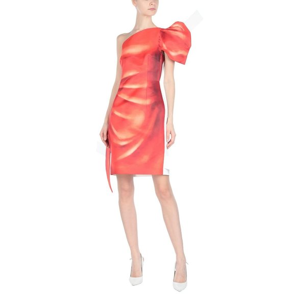 Barbie Look MOSCHINO Valley of the Dolls Red Silk One-Shoulder Paper Doll Dress - Picture 6 of 13